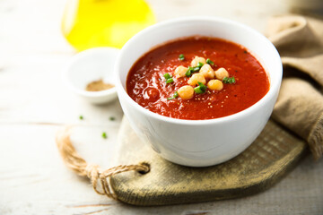 Homemade tomato soup with chickpea