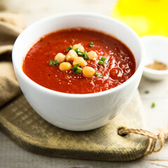 Homemade tomato soup with chickpea