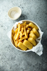 Traditional homemade fish and chips