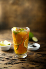 Traditional iced tea with lime