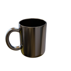 Black classic mug. 3D render.