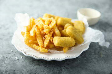 Traditional homemade fish and chips