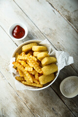 Traditional homemade fish and chips