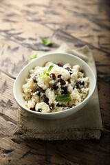 Healthy millet porridge with raisins