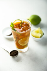 Traditional iced tea with lime