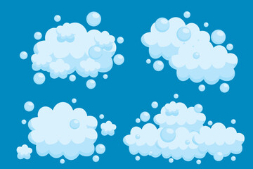 Vector illustration of foam bubbles. Soft foaming soap