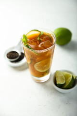 Traditional iced tea with lime
