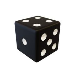 Black play plastic dice. Black realistic plastic bone.