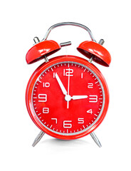 red alarm clock isolated on white background