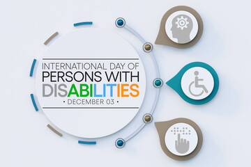 International Day of Persons with Disabilities (IDPD) is celebrated every year on 3 December. to raise awareness of the situation of disabled persons in all aspects of life. 3D Rendering