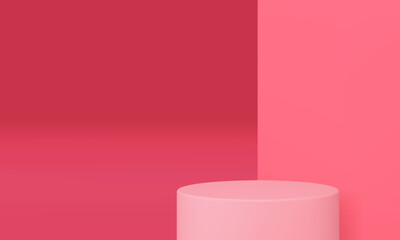 Pink cylinder 3d scene product presentation showcase angled studio background realistic vector