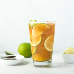 Traditional iced tea with lime