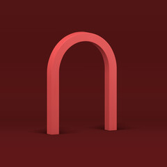 Red 3d arch curved column decorative showcase product presentation construction realistic vector