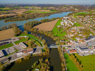 Schärding im Herbst von oben