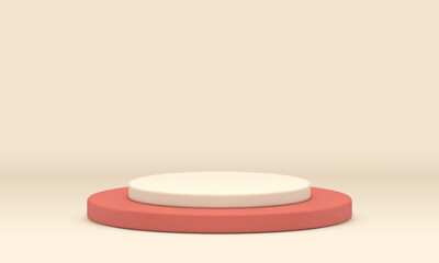 3d podium red cylinder foundation step level empty award arena for product performance vector