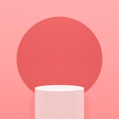 3d pedestal cylinder stand with hole round space pink product performance studio background vector