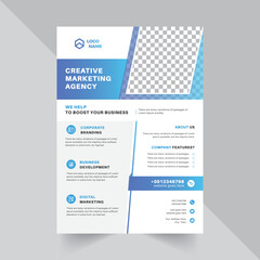 Marketing Ageny Flyer Design Template with blue shape gradient