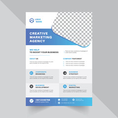 Marketing Ageny Flyer Design Template with blue shape gradient