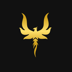Golden Phoenix bird abstract logo design