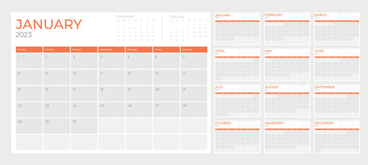 Calendar 2023 week start Sunday corporate design planner - 541687874