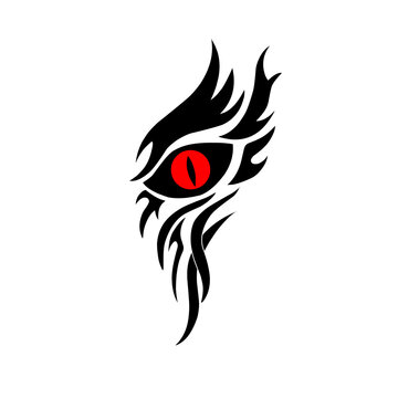 Illustration vector graphic of devil eye design with tribal style red eyes suitable for tattoos
