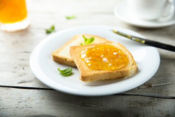 Toast with homemade orange jam