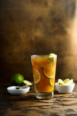 Traditional iced tea with lime