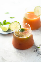 Refreshing watermelon strawberry cocktail