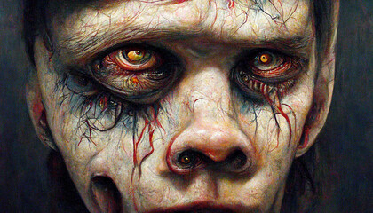 Horror zombie portrait. AI render