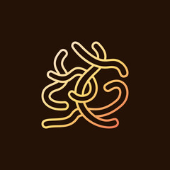 Nemathelminthes Roundworms vector concept yellow outline icon