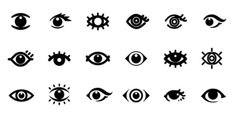 Eye icons. Eye logo vision abstract logo design. Optics clinic research logotype concept icons. Supervision and searching signs. Vector illustration. - obrazy, fototapety, plakaty