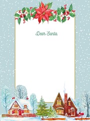 Letter to Santa ,Christmas background .Watercolor hand painting - 541691802