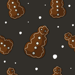 The gingerbread pattern turns out to be seamless. Christmas and New Year. Spices for baking. A traditional holiday.