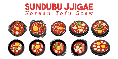 Sundubu Jjigae vector set collection graphic clipart design