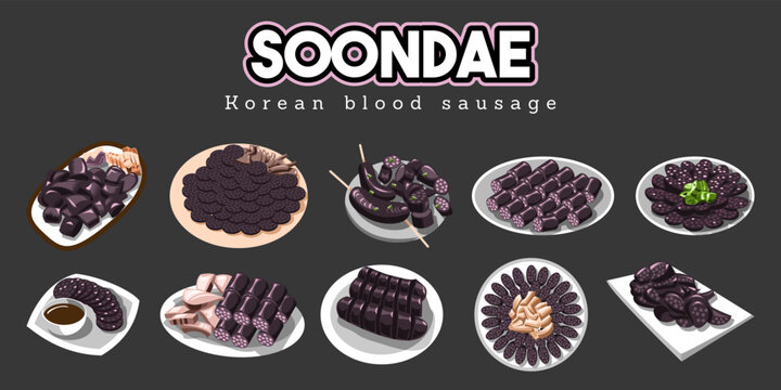 Soondae vector set collection graphic clipart design