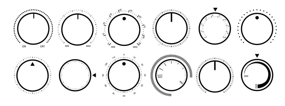Round scale and controller volume level knob with
