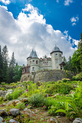 Fototapeta na wymiar Castle of Gressoney in the Italian Alps
