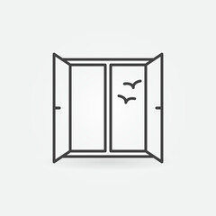 Open Window with Seagulls vector concept icon in thin line style