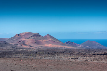 Volcanic landscape of Timanfaya National Park, Lanzarote, Canary Islands,  Spain