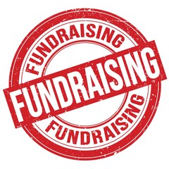FUNDRAISING text written on red round stamp sign