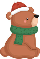 a vector of a cute bear in a Christmas attire