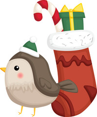 a vector of an owl with a Santa hat