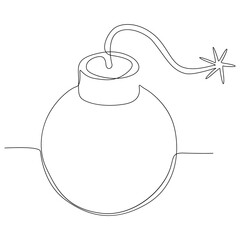 One continuous line of Bomb. Thin Line Illustration vector concept. Contour Drawing Creative ideas.