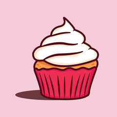cream cupcake illustration vector design
