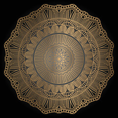 Luxury ornamental mandala design in golden color arabesque pattern background