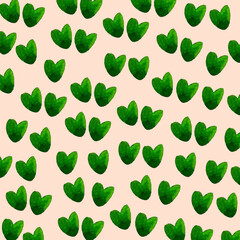 seamless pattern with hand painted green leaves