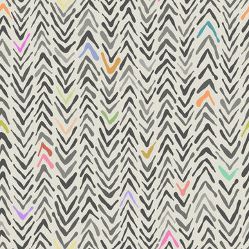 VECTOR SEAMLESS PATTERN winter cosy herringbone knit texture rustic arrows with pastel color pops. Versatile basic simple unisex line art zigzag chevron pattern 