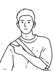 black and white of cute man cartoon for coloring