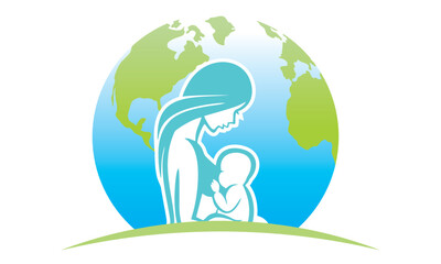 Obraz na płótnie Canvas child and mother protection logo design illustration