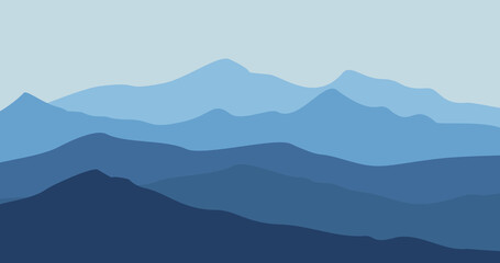 Fototapeta na wymiar blue gradient mountain nature background
